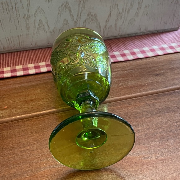 Green 1960's Vintage L.E. Smith Glass Heritage Eagle And Stars Goblet - Picture 6 of 6